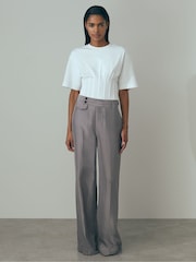 Reiss White Luna Atelier Corset Detail T-Shirt - Image 3 of 5