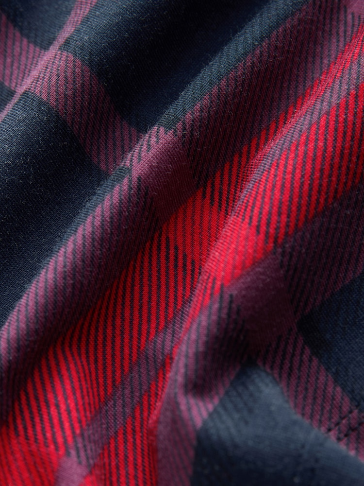 Navy Blue/Red 100% Cotton Check Pyjamas Shorts Set - Image 10 of 10