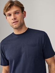 Navy Blue/Red 100% Cotton Check Pyjamas Shorts Set - Image 3 of 10