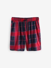 Navy Blue/Red 100% Cotton Check Pyjamas Shorts Set - Image 8 of 10