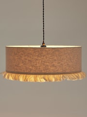 Oliver Bonas White Alma Boucle Tassel 100% Cotton Lamp Shade - Image 2 of 3
