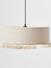 Oliver Bonas White Alma Boucle Tassel 100% Cotton Lamp Shade - Image 3 of 3