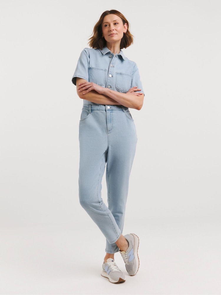 JD Williams Blue Belted Waist Jumpsuit - Image 1 of 4