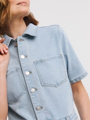 JD Williams Blue Belted Waist Jumpsuit - Image 4 of 4