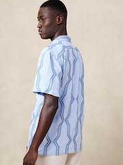 Banana Republic Blue Embroidered Linen Resort Shirt - Image 2 of 3
