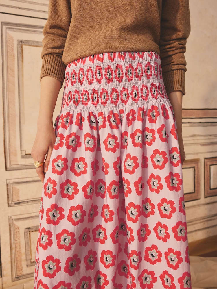 Cath Kidston Retro Floral Shirred 100% Cotton Skirt - Image 1 of 6
