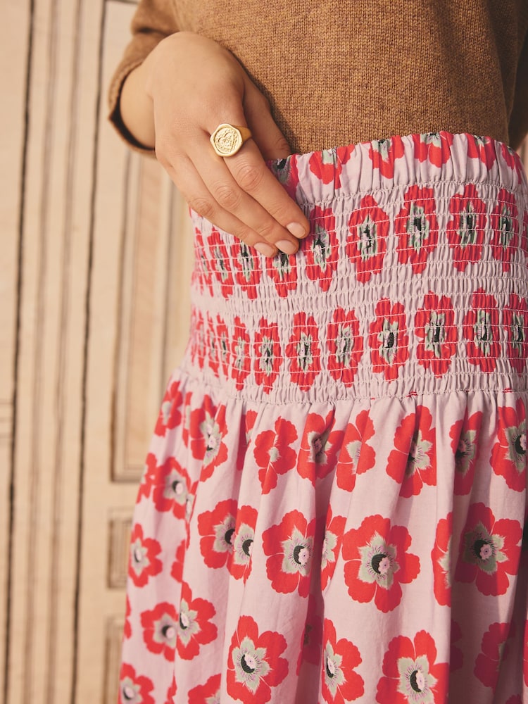 Cath Kidston Retro Floral Shirred 100% Cotton Skirt - Image 2 of 6