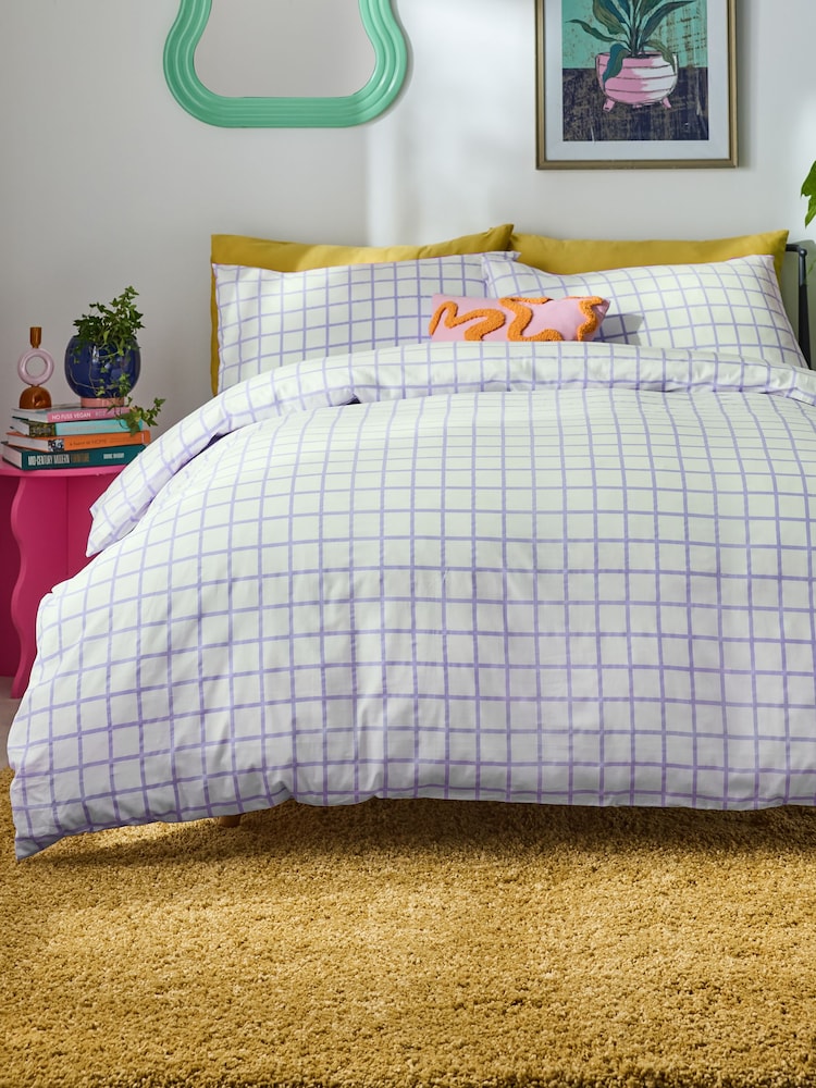 Novogratz Rosalind Check 100% Cotton Duvet Cover and Pillowcase Set - Изображение 1 из 4