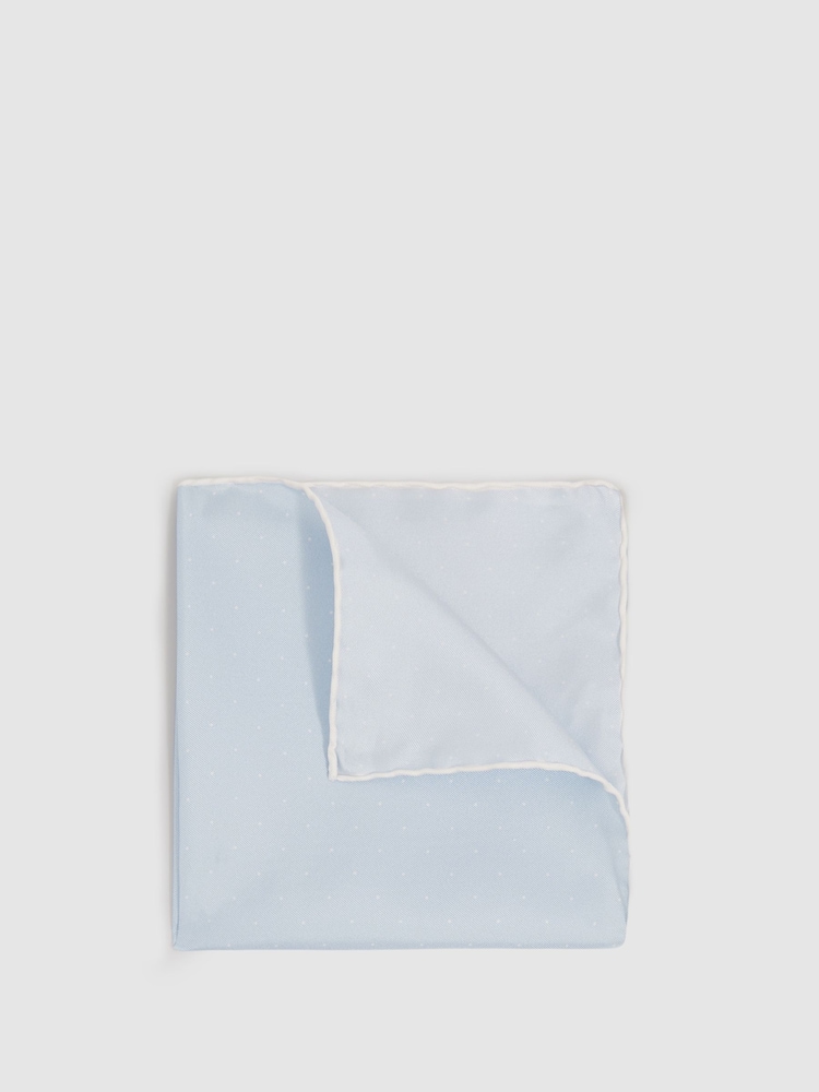 Reiss Light Blue Liam Polka Dot Silk Pocket Square - Image 1 of 5