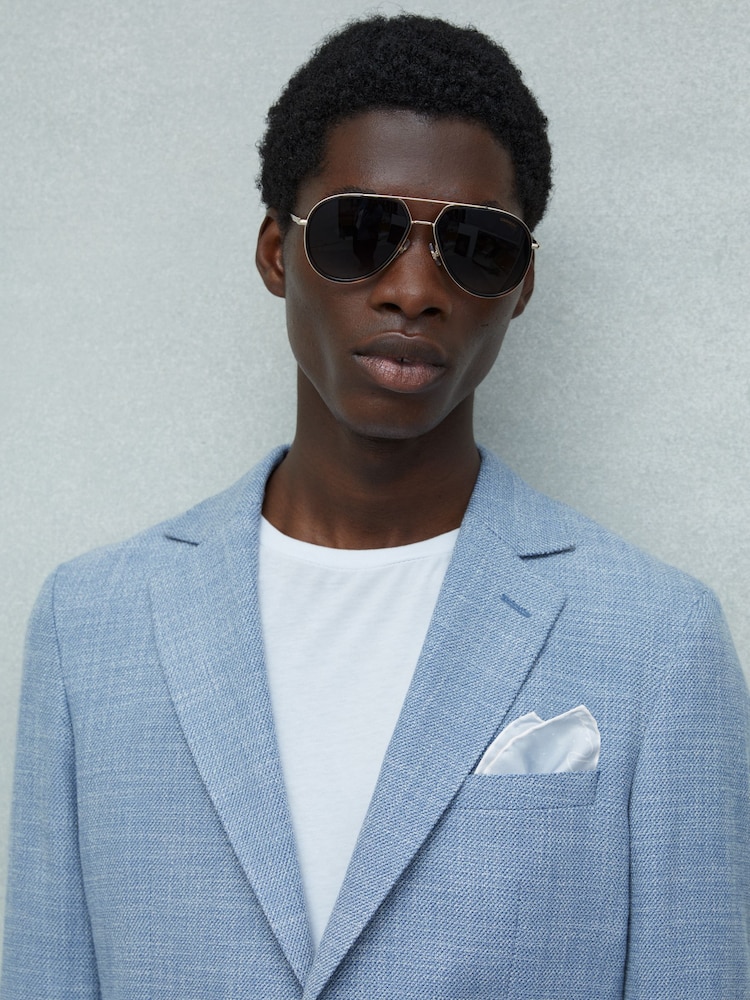 Reiss Light Blue Liam Polka Dot Silk Pocket Square - Image 2 of 5