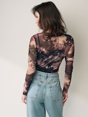 Myleene Klass Purple Printed Mesh Top - Image 2 of 4