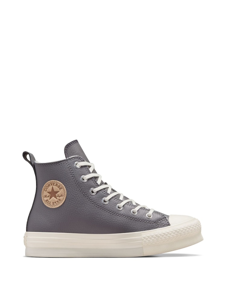 Converse Grey Youth Chuck Taylor Leather EVA Lift Trainers - Image 2 of 13 Converse Grey Youth Chuck Taylor Leather EVA Lift Trainers - Image 2 of 13