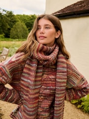 Red Spacedye Cable Knit Scarf - Image 1 of 7