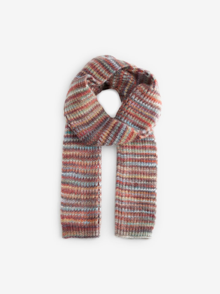 Red Spacedye Cable Knit Scarf - Image 5 of 7