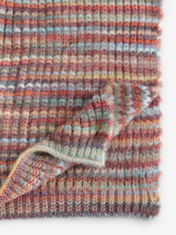 Red Spacedye Cable Knit Scarf - Image 6 of 7