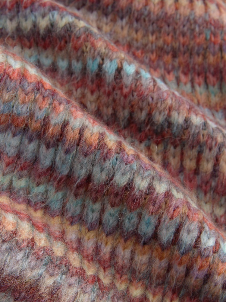 Red Spacedye Cable Knit Scarf - Image 7 of 7