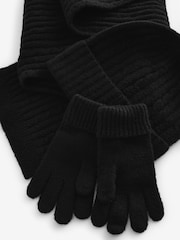 Black Cable Cable Hat, Gloves and Scarf Set (3-16yrs) - Image 5 of 5