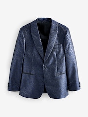 Blue Metallic Leopard Tuxedo Jacket - Image 4 of 10