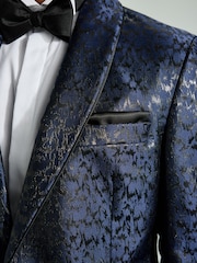 Blue Metallic Leopard Tuxedo Jacket - Image 5 of 10