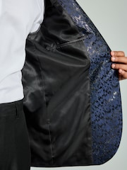 Blue Metallic Leopard Tuxedo Jacket - Image 6 of 10