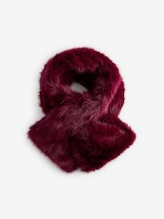Burgundy Red Faux Fur Scarf - Image 1 of 6