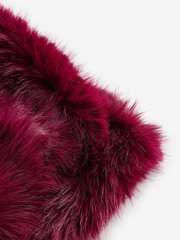Burgundy Red Faux Fur Scarf - Image 2 of 6