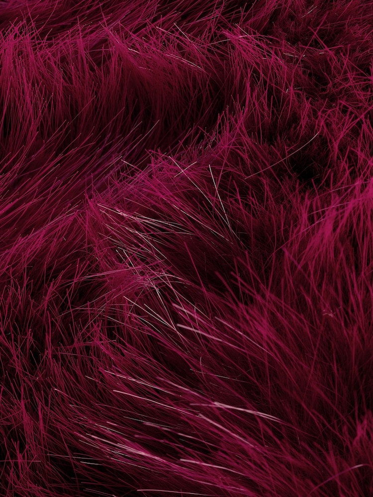 Burgundy Red Faux Fur Scarf - Image 6 of 6