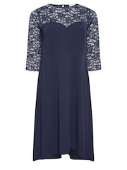 Yours Curve Blue Lace Sweetheart Dress - Image 5 of 5