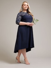 Yours Curve Blue Lace Sweetheart Dress - Image 8 of 9