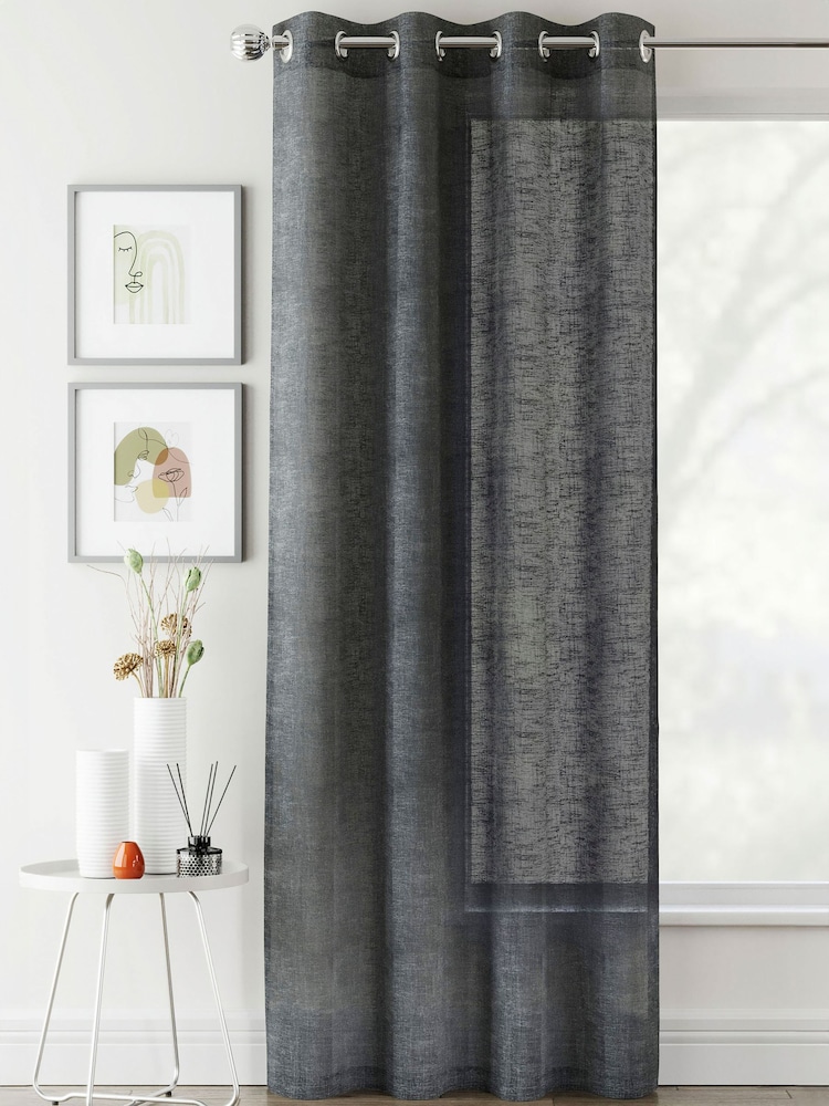 Enhanced Living Black Crete Pair Of Voile Panels - Image 1 of 3
