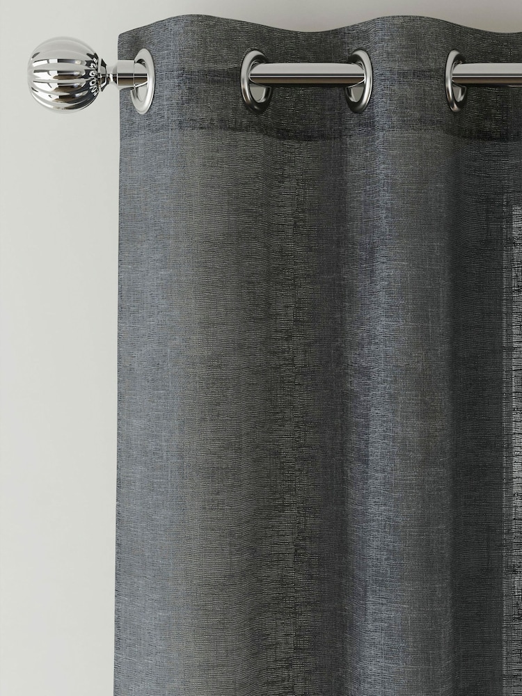 Enhanced Living Black Crete Pair Of Voile Panels - Image 2 of 3