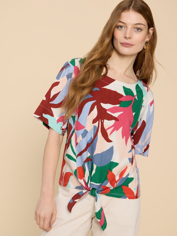 White Stuff Multi Sara Tie Hem Multi Top - Image 1 of 6 White Stuff Multi Sara Tie Hem Multi Top - Image 1 of 6