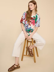 White Stuff Multi Sara Tie Hem Multi Top - Image 2 of 6