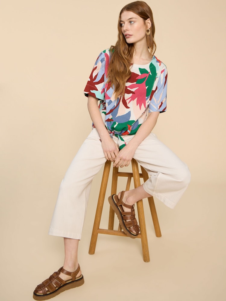 White Stuff Multi Sara Tie Hem Multi Top - Image 2 of 6 White Stuff Multi Sara Tie Hem Multi Top - Image 2 of 6