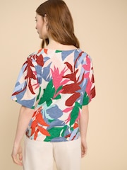 White Stuff Multi Sara Tie Hem Multi Top - Image 3 of 6