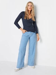 Blusa con diseño cruzado y asimétrico de canalé de Long Tall Sally - Imagen 2 de 5