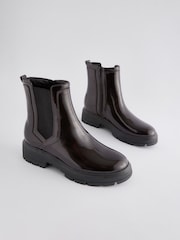 Chocolate Brown Standard/Wide Fit Forever Comfort® Patent Chelsea Boots - Image 1 of 9