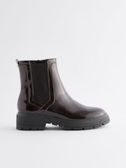 Chocolate Brown Standard/Wide Fit Forever Comfort® Patent Chelsea Boots - Image 6 of 9