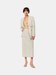 Whistles Oatmeal Petite Abigail Linen Blend Midi Skirt - Image 2 of 4