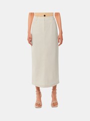 Whistles Oatmeal Petite Abigail Linen Blend Midi Skirt - Image 3 of 4