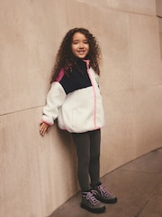 Ecru White Colour Block Borg Zip Through Jacket (3-16yrs) - Image 2 of 8