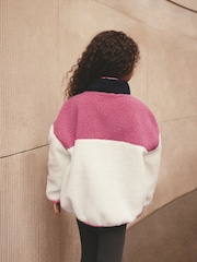 Ecru White Colour Block Borg Zip Through Jacket (3-16yrs) - Image 4 of 8
