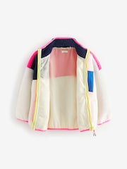 Ecru White Colour Block Borg Zip Through Jacket (3-16yrs) - Image 6 of 8