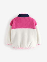Ecru White Colour Block Borg Zip Through Jacket (3-16yrs) - Image 7 of 8