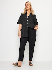 Yours Curve Black Utility Linen Shirt - Image 2 of 5