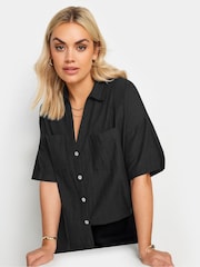 Yours Curve Black Utility Linen Shirt - Image 4 of 5