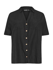 Yours Curve Black Utility Linen Shirt - Image 5 of 5