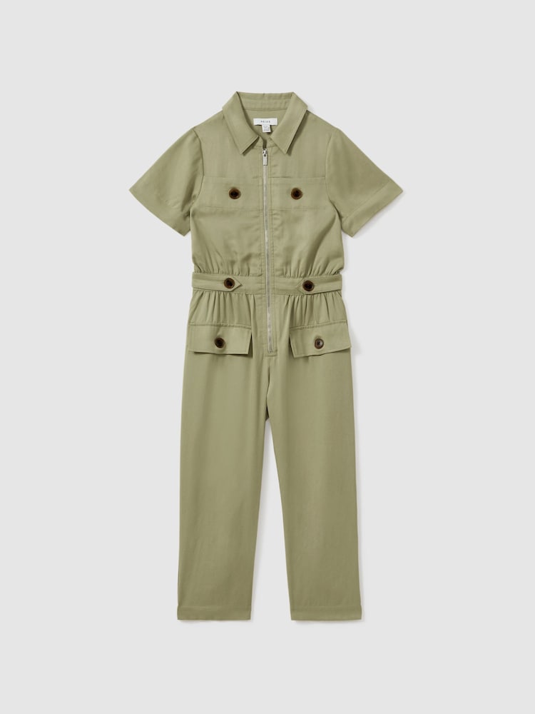 Reiss Khaki Olivia 9-13 yrs Utility Style Jumpsuit - Image 2 of 4 Reiss Khaki Olivia 9-13 yrs Utility Style Jumpsuit - Image 2 of 4