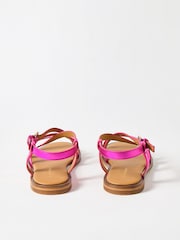 Oliver Bonas Pink Metallic Strappy Leather Sandals - Image 5 of 7