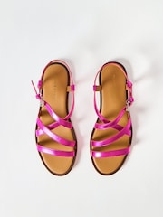 Oliver Bonas Pink Metallic Strappy Leather Sandals - Image 6 of 7